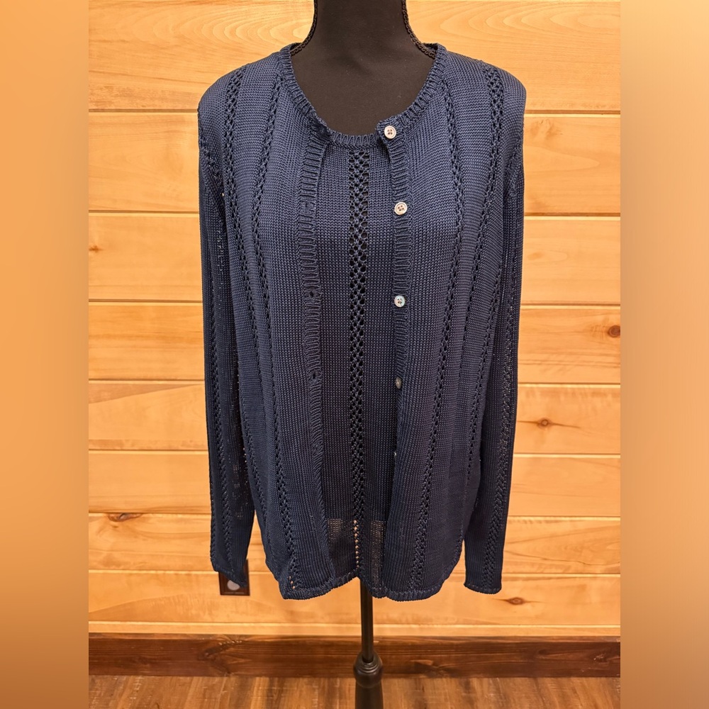 Karen Kane Lifestyle Sleeveless Knit Top + Matching Knit Cardigan, size Large